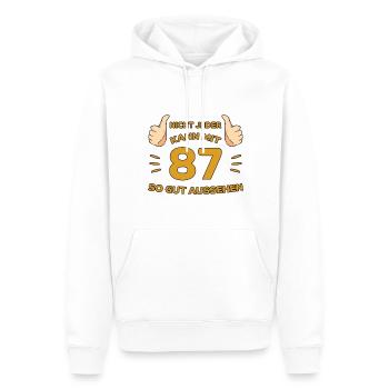 87. Geburtstag Geschenk 87 Jahre Jahrgang Geschenk - Männer Premium Bio Hoodie - Weiß - Vorne - Nico (187cm)