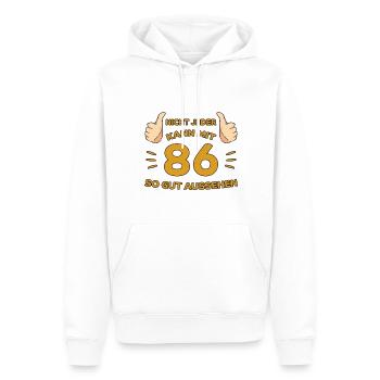 86. Geburtstag Geschenk 86 Jahre Jahrgang Geschenk - Männer Premium Bio Hoodie - Weiß - Vorne - Nico (187cm)