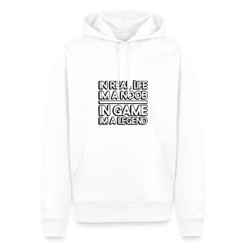 Dans la vraie vie, je suis un noob. Dans les jeux, je suis une légende. - Sweat à capuche Premium bio Homme - blanc - Devant - Nico (187cm)