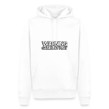 Avertissement : Gamer en jeu - Sweat à capuche Premium bio Homme - blanc - Devant - Nico (187cm)