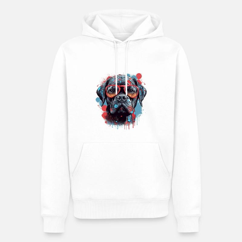Chien - Sweat à capuche Premium bio Homme - blanc
