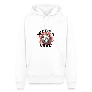 Fußball ball - What a Save! - Männer Premium Bio Hoodie - Weiß - Vorne - Nico (187cm)