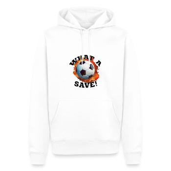 Fußball ball - What a Save! - Männer Premium Bio Hoodie - Weiß - Vorne - Nico (187cm)
