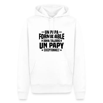Un Papa Formidable Donne Un Papy Exceptionnel - Sweat à capuche Premium bio Homme - blanc - Devant - Nico (187cm)
