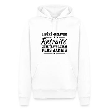 Libéré délivré je ne travaillerai plus jamais - Sweat à capuche Premium bio Homme - blanc - Devant - Nico (187cm)