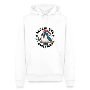 Der frühe Vogel kann mich mal - Männer Premium Bio Hoodie - Weiß - Vorne - Nico (187cm)