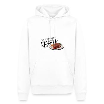 Je ne suis ici que pour la nourriture. - Sweat à capuche Premium bio Homme - blanc - Devant - Nico (187cm)