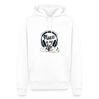 La musique, c’est ma vie - Sweat à capuche Premium bio Homme - blanc - Devant - Nico (187cm)