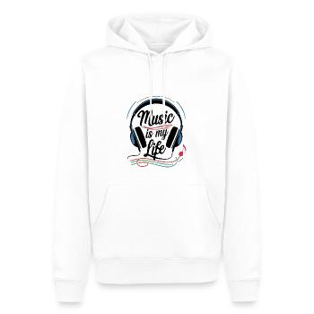 La musique, c’est ma vie - Sweat à capuche Premium bio Homme - blanc - Devant - Nico (187cm)