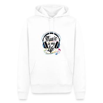 La musique, c’est ma vie - Sweat à capuche Premium bio Homme - blanc - Devant - Nico (187cm)