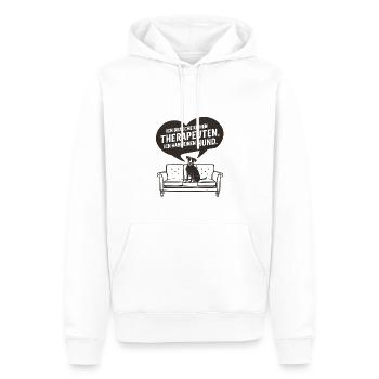 Je n’ai pas besoin d’un thérapeute, j’ai un chien - Sweat à capuche Premium bio Homme - blanc - Devant - Nico (187cm)