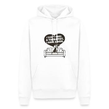 Je n’ai pas besoin d’un thérapeute, j’ai un chien - Sweat à capuche Premium bio Homme - blanc - Devant - Nico (187cm)