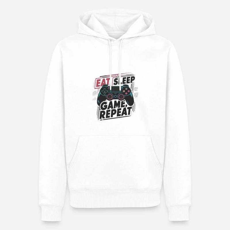 Eat, Sleep, Game, Repeat - Männer Premium Bio Hoodie - Weiß