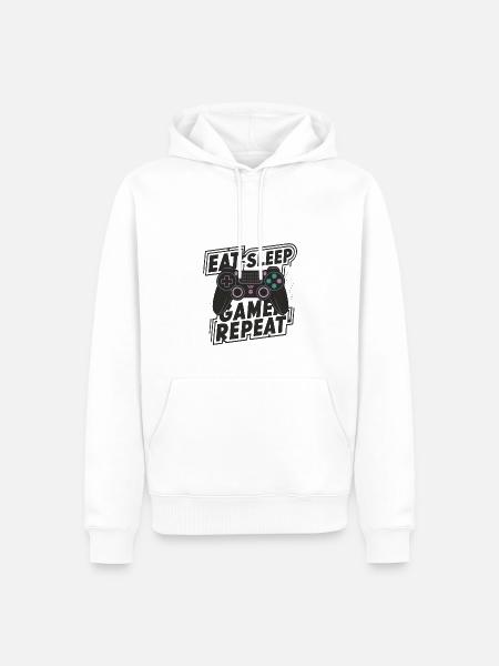 Eat, Sleep, Game, Repeat - Men’s Premium Organic Hoodie - white