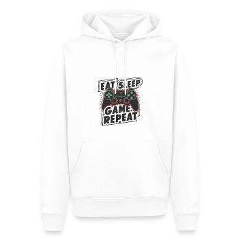 Manger, dormir, jouer, répéter - Sweat à capuche Premium bio Homme - blanc - Devant - Nico (187cm)
