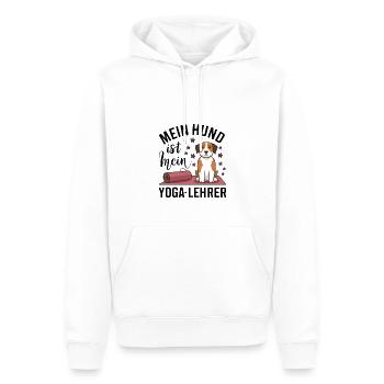 Mon chien est mon prof de yoga - Sweat à capuche Premium bio Homme - blanc - Devant - Nico (187cm)