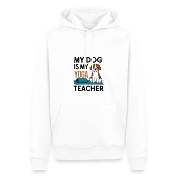 Mon chien est mon prof de yoga - Sweat à capuche Premium bio Homme - blanc - Devant - Nico (187cm)