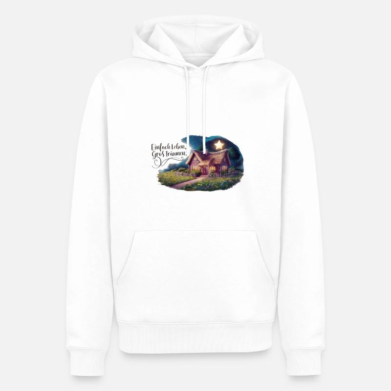 Vivre simplement, rêver grand - Sweat à capuche Premium bio Homme - blanc