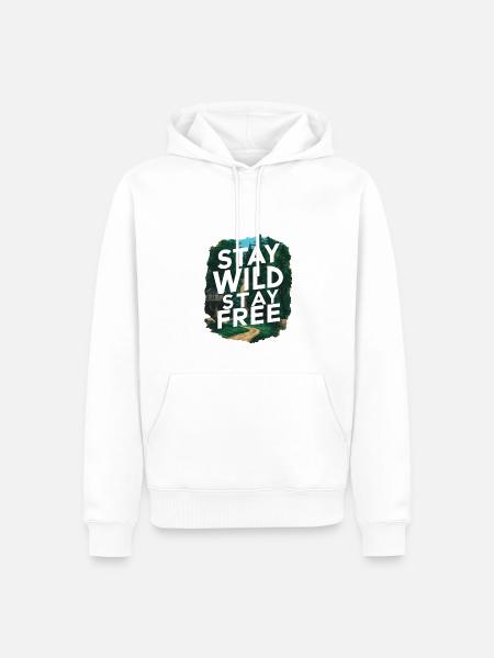 Bleib wild, bleib frei - Männer Premium Bio Hoodie - Weiß