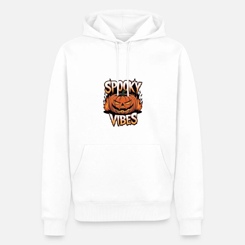 Spooky Jack-o'-lantern – Spooky Vibes - Sweat à capuche Premium bio Homme - blanc