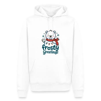 Frostige Grüße – Eisbär mit Lichterkette - Männer Premium Bio Hoodie - Weiß - Vorne - Nico (187cm)