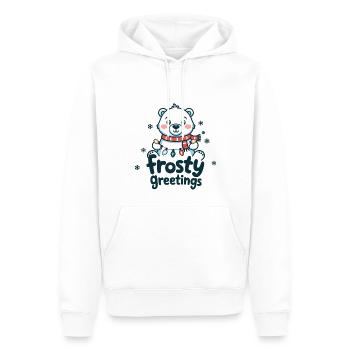 Frostige Grüße – Eisbär mit Lichterkette - Männer Premium Bio Hoodie - Weiß - Vorne - Nico (187cm)