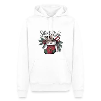 Stille Nacht – Kätzchen im Weihnachtsstrumpf - Männer Premium Bio Hoodie - Weiß - Vorne - Nico (187cm)