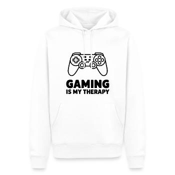 Gaming is my Therapy – Minimalistischer Controller - Männer Premium Bio Hoodie - Weiß - Vorne - Nico (187cm)