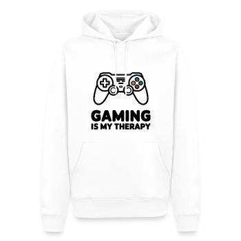 Gaming is my Therapy – Minimalistischer Controller - Männer Premium Bio Hoodie - Weiß - Vorne - Nico (187cm)