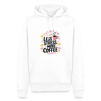 Moins de stress, plus de café – le dicton du café - Sweat à capuche Premium bio Homme - blanc - Devant - Nico (187cm)