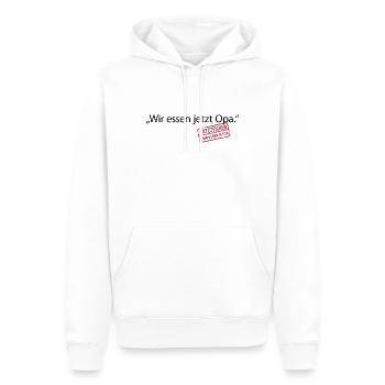 Wir essen jetzt Opa Satzzeichen Komma Leben retten - Männer Premium Bio Hoodie - Weiß - Vorne - Nico (187cm)