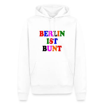 Berlin ist bunt - Männer Premium Bio Hoodie - Weiß - Vorne - Nico (187cm)