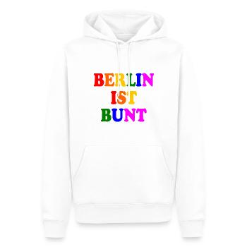 Berlin ist bunt - Männer Premium Bio Hoodie - Weiß - Vorne - Nico (187cm)