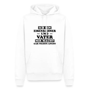 Eisenbahner Spruch Eisenbahn Lokführer Geschenk - Männer Premium Bio Hoodie - Weiß - Vorne - Nico (187cm)
