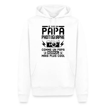 Papa photographe 1 - Sweat à capuche Premium bio Homme - blanc - Devant - Nico (187cm)