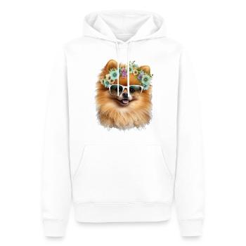 Poméranien doux - Sweat à capuche Premium bio Homme - blanc - Devant - Nico (187cm)