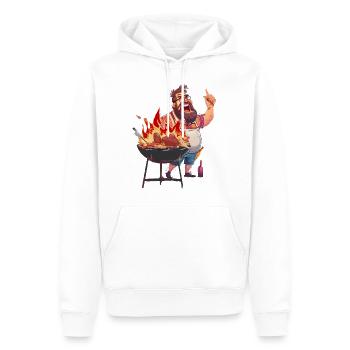 Drôle de maître grill - Sweat à capuche Premium bio Homme - blanc - Devant - Nico (187cm)