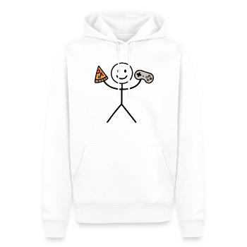 Funny Pizza Gamer with Controller Gaming Stick Men - Männer Premium Bio Hoodie - Weiß - Vorne - Nico (187cm)