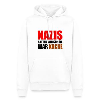 nazis hatten wir schon war kacke - Männer Premium Bio Hoodie - Weiß - Vorne - Nico (187cm)