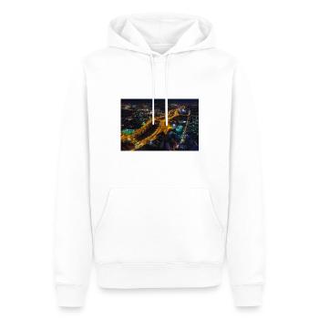 Ho Minh par nuit - Sweat à capuche Premium bio Homme - blanc - Devant - Nico (187cm)
