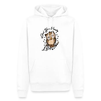 Eule - All you need is love - Männer Premium Bio Hoodie - Weiß - Vorne - Nico (187cm)