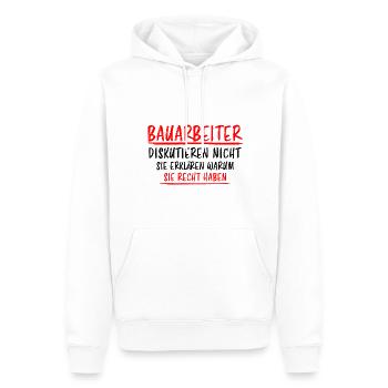 Bauarbeiter Lustiger Spruch Baustelle Job Geschenk - Männer Premium Bio Hoodie - Weiß - Vorne - Nico (187cm)