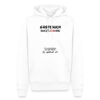 Gästebuch Mein 25 Ehrentag es eskaliert eh - Männer Premium Bio Hoodie - Weiß - Vorne - Nico (187cm)