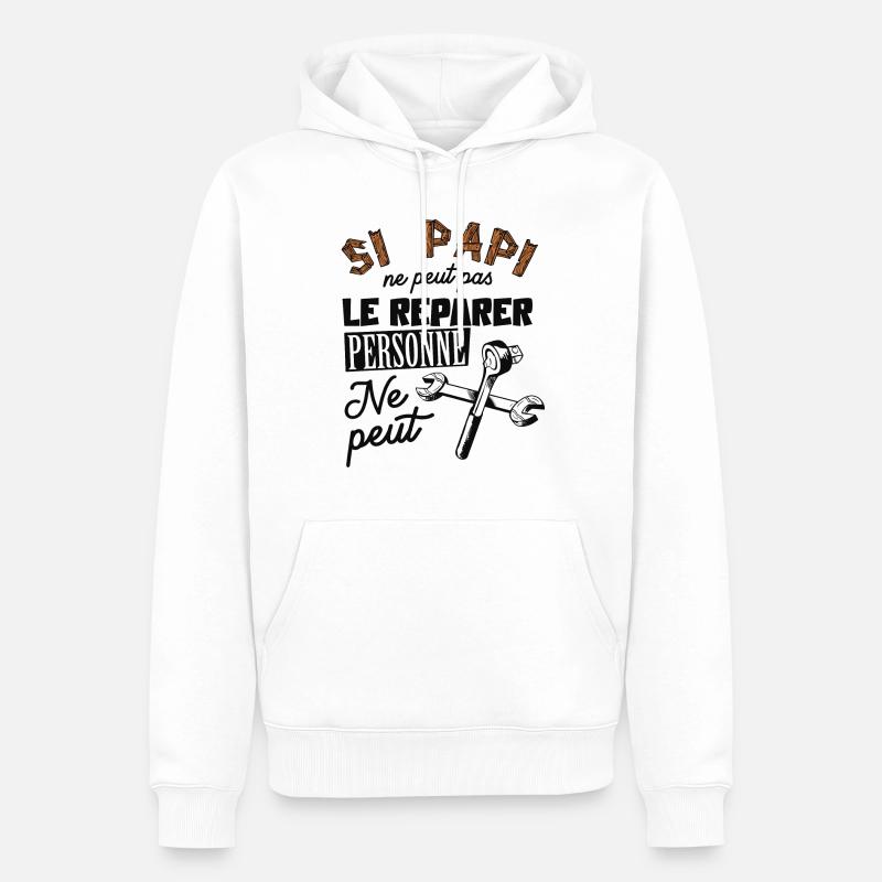 idée cadeau papi - Sweat à capuche Premium bio Homme - blanc
