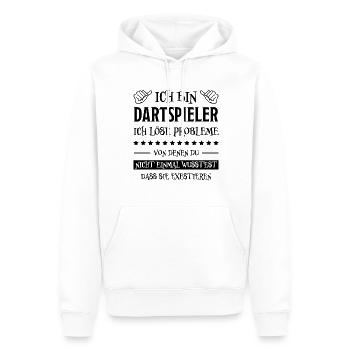 Dartspieler Witz Spruch Darts Dartpfeil Geschenk - Männer Premium Bio Hoodie - Weiß - Vorne - Nico (187cm)