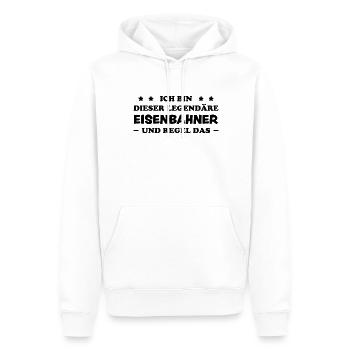 Eisenbahner Spruch Eisenbahn Lokführer Geschenk - Männer Premium Bio Hoodie - Weiß - Vorne - Nico (187cm)