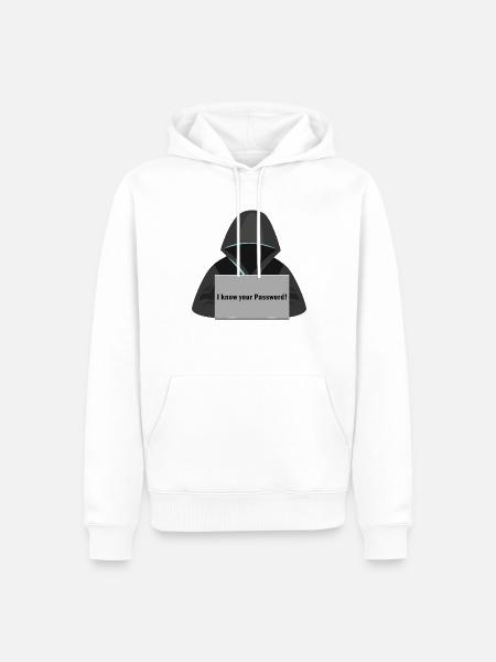 lustiger Hacker am Computer I know your Passwod - Männer Premium Bio Hoodie - Weiß