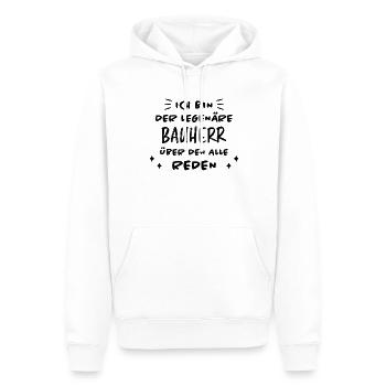 Bauherr Spruch Hausbau Richtfest Geschenk Bauherr - Männer Premium Bio Hoodie - Weiß - Vorne - Nico (187cm)