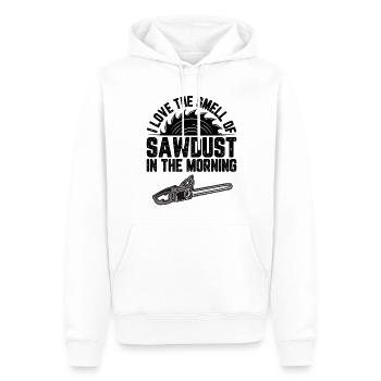 I Love the Smell of Sawdust funny Saw Quotes - Männer Premium Bio Hoodie - Weiß - Vorne - Nico (187cm)