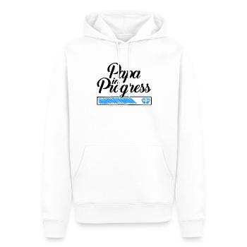 Grossesse 2023 - Papa Travail en cours - - Sweat à capuche Premium bio Homme - blanc - Devant - Nico (187cm)